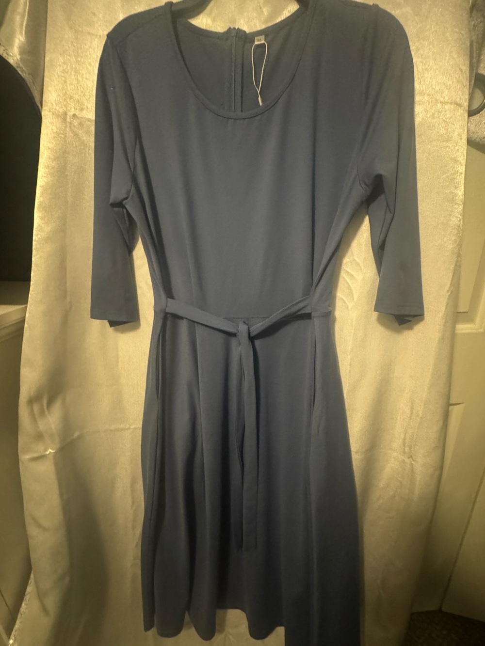 Classic blue Belted A-Line Dress new